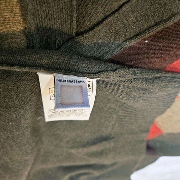 Dolce & Gabbana Vintage Olive Green Geometric Wool Pullover Sweater, Size L/XL - Picture 8 of 12
